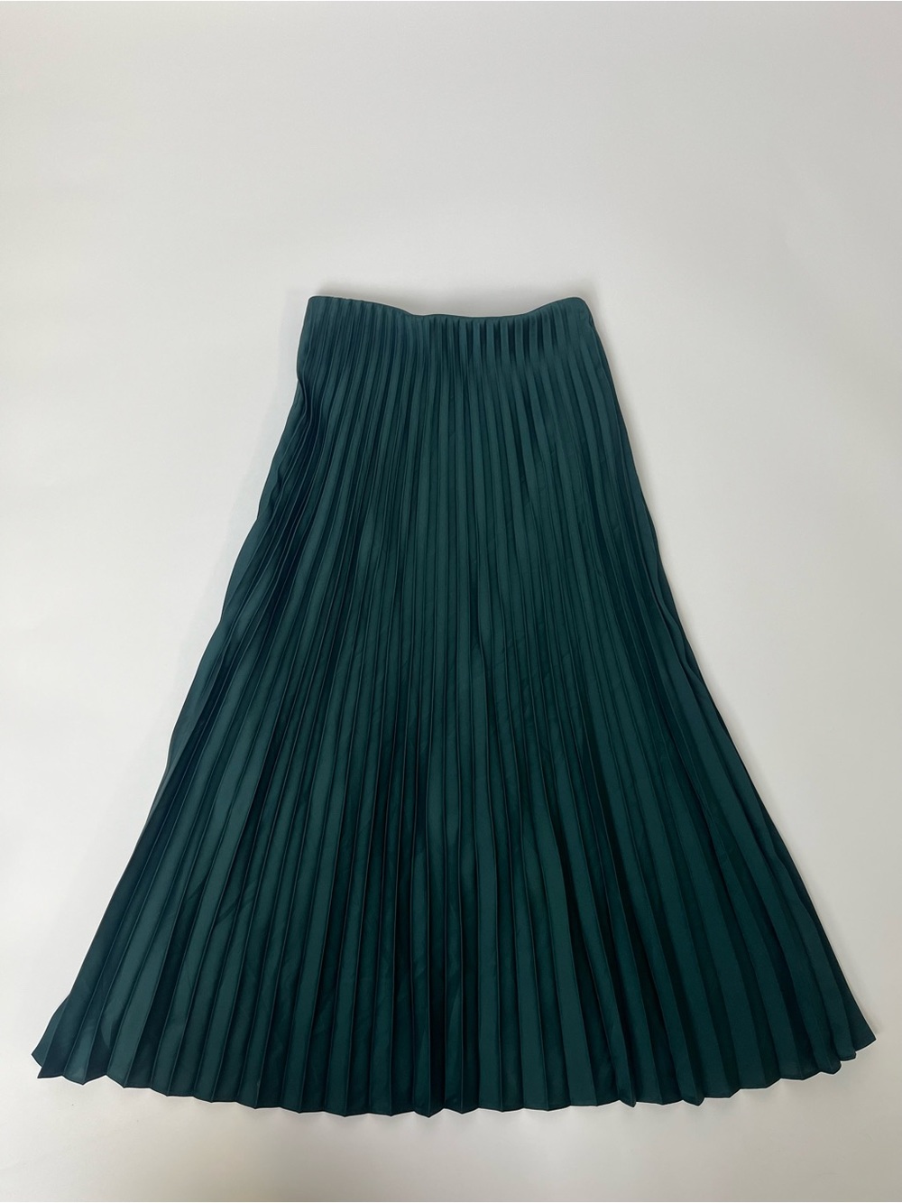 Pleated A-Line Midi Skirt in Deep Teal